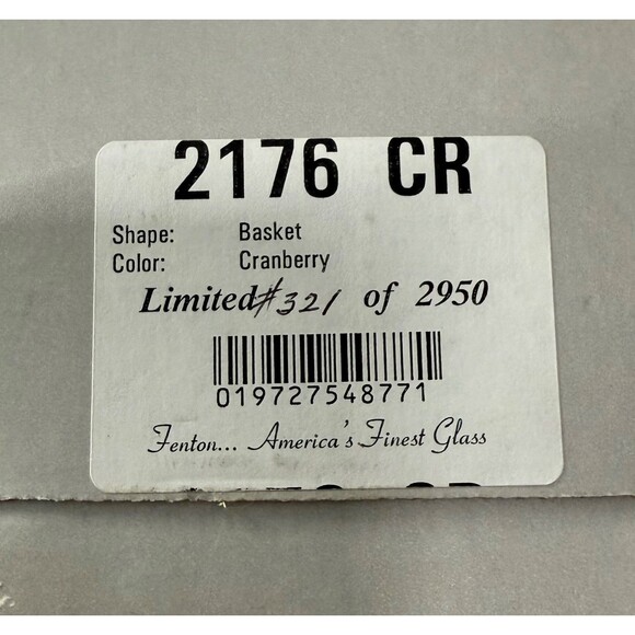 Fenton Cranberry Opalescent Heart Optic Basket - Picture 7 of 7